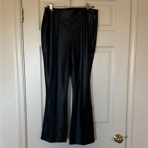 Black Faux Leather Flared Pants